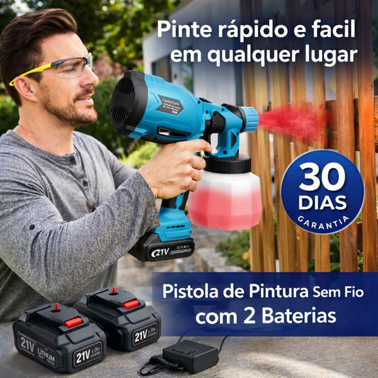 Pistola de Pintura Sem Fio com 2 Baterias